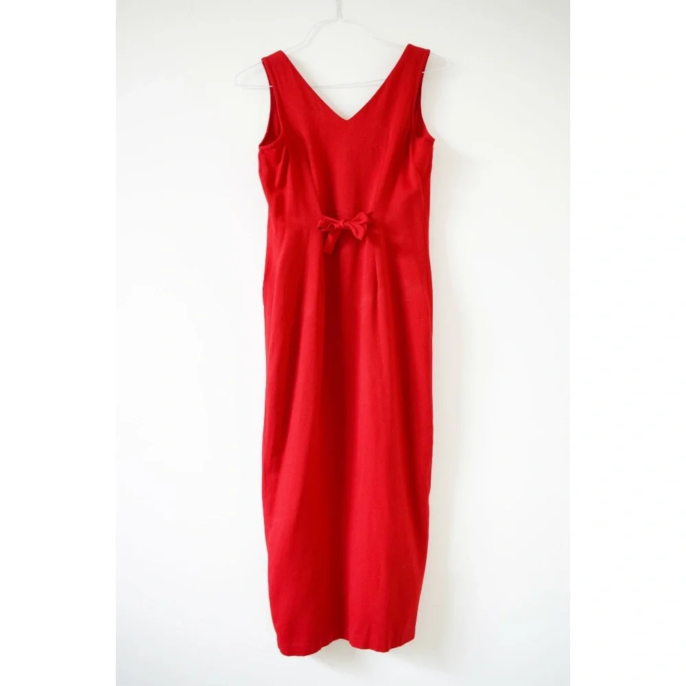 MARNIE WEST Vintage Red Pearl Button Up Maxi Dress | Size 6 - Picture 2 of 5